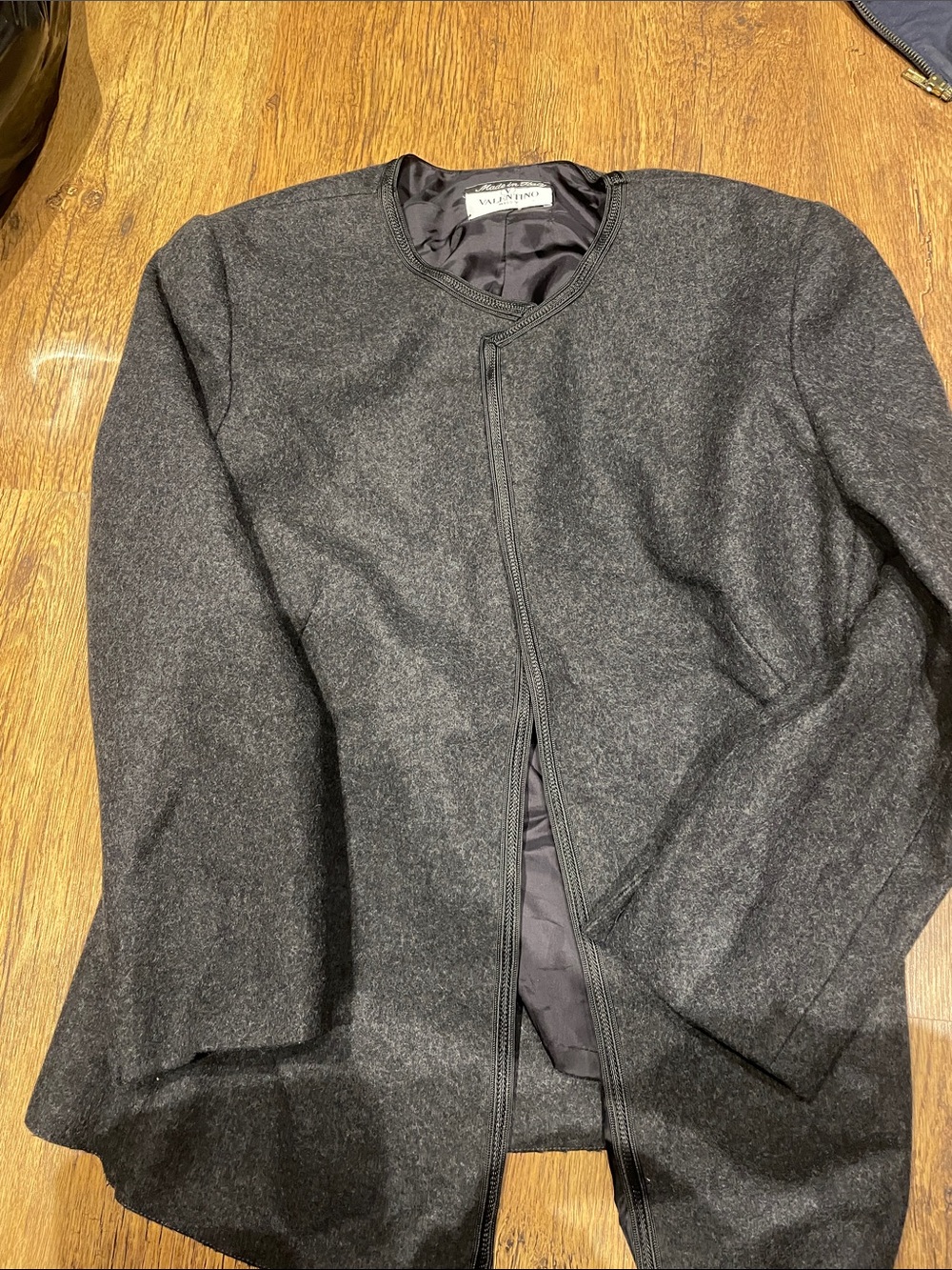 Valentino Charcoal Gray Wool Zip Jacket